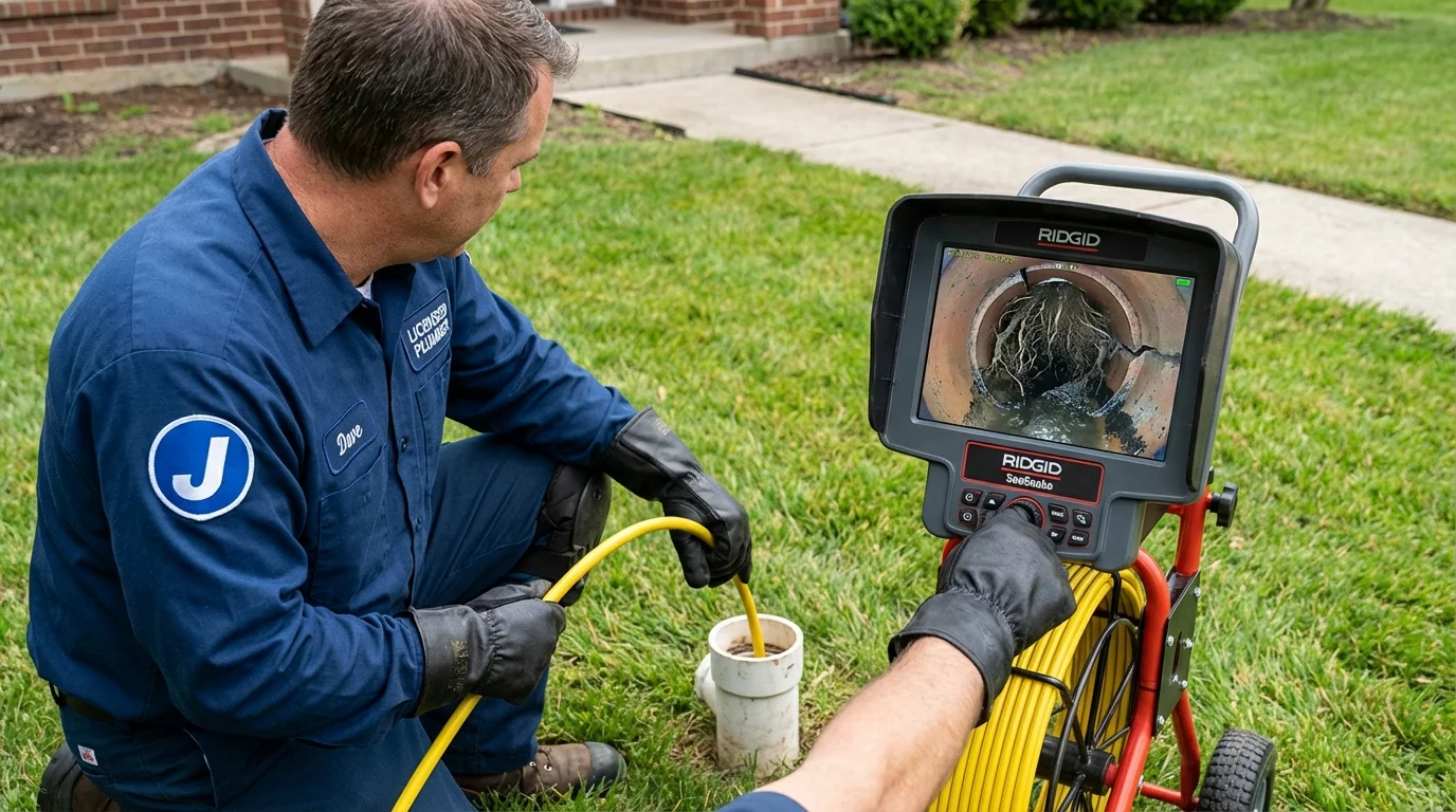 Sewer camera inspection being performed by Johns Plumbing LLC in West Hills
